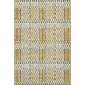 HomeRoots 8' X 10' Gold Beige and Brown Plaid Washable Area Rug - Stain Resistant, UV Protected, Stylish Decor 678716