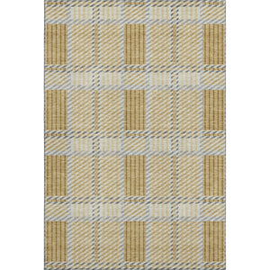 HomeRoots 10' X 14' Gold Beige & Brown Plaid Washable Area Rug - Durable, Stylish, UV Protected for Homes! 678718