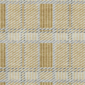 HomeRoots 10' X 14' Gold Beige & Brown Plaid Washable Area Rug - Durable, Stylish, UV Protected for Homes! 678718