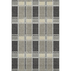 HomeRoots 5' X 8' Gray Beige Ivory Plaid Area Rug - Durable, Washable & UV-Protected for High-Traffic Spaces 678720