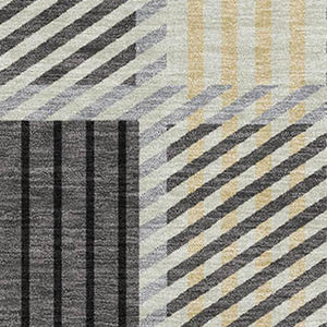 HomeRoots 5' X 8' Gray Beige Ivory Plaid Area Rug - Durable, Washable & UV-Protected for High-Traffic Spaces 678720