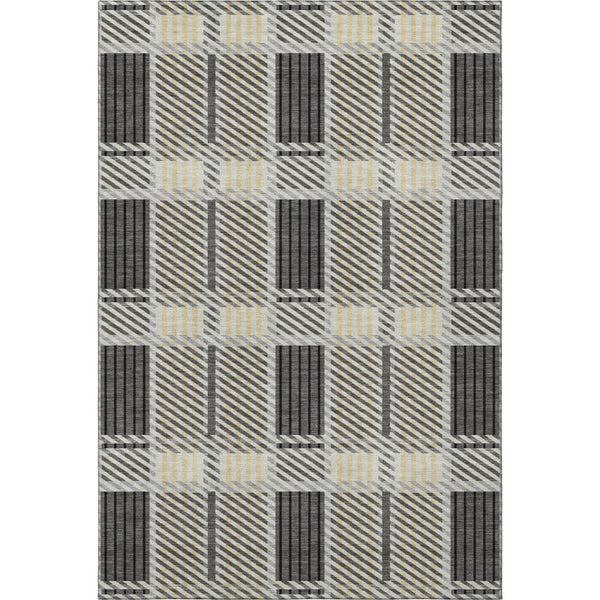 HomeRoots 8' X 10' Gray Beige Ivory Plaid Washable Rug - UV Protected, Stain Resistant, Perfect for Busy Homes! 678722
