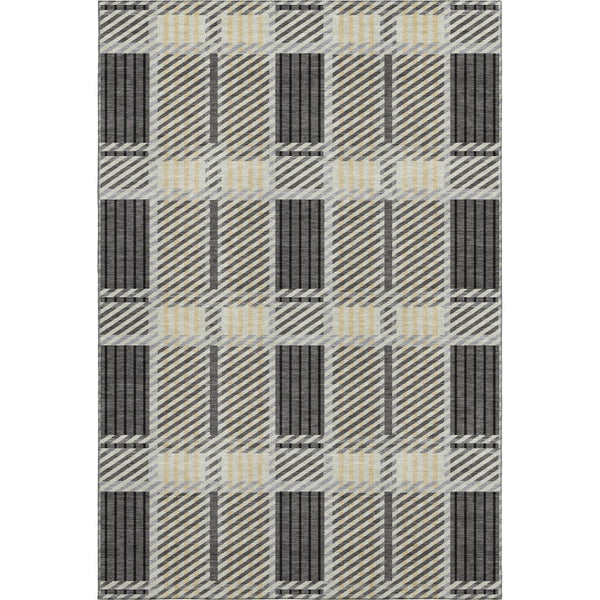 HomeRoots 10' X 14' Gray Beige Ivory Plaid Area Rug - Durable, Washable, UV Protected for Homes with Kids & Pets 678724