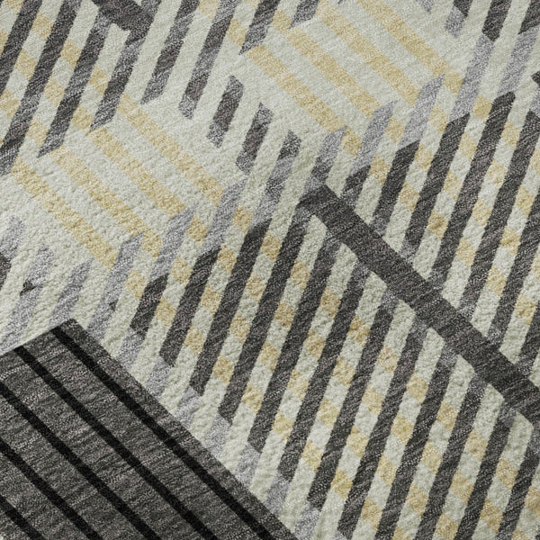 HomeRoots 10' X 14' Gray Beige Ivory Plaid Area Rug - Durable, Washable, UV Protected for Homes with Kids & Pets 678724