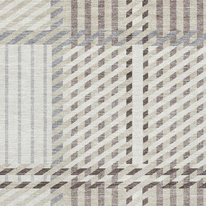 HomeRoots 5' X 8' Washable Ivory, Taupe & Gray Plaid Area Rug - Stain-Resistant, UV Protected for Homes! 678726