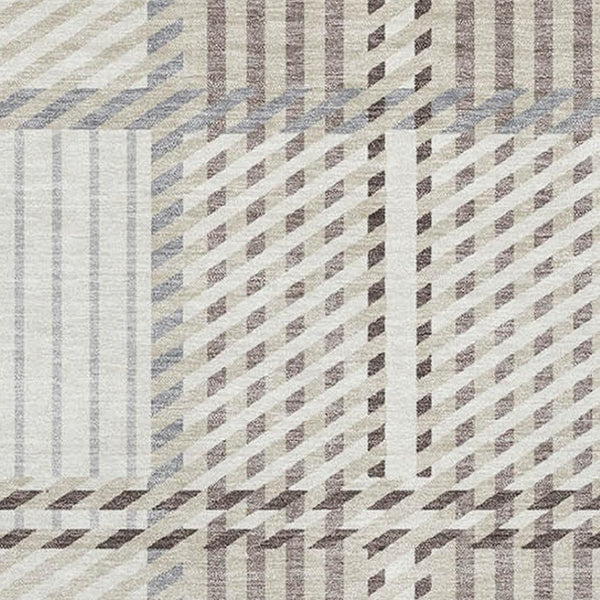 HomeRoots 5' X 8' Washable Ivory, Taupe & Gray Plaid Area Rug - Stain-Resistant, UV Protected for Homes! 678726