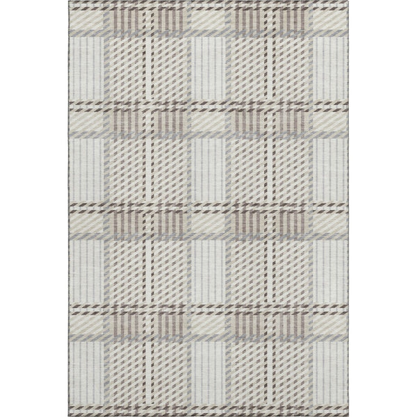 HomeRoots 8' X 10' Ivory Taupe Gray Plaid Washable Area Rug - Durable, Stylish, Perfect for High-Traffic Homes 678728