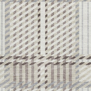 HomeRoots 8' X 10' Ivory Taupe Gray Plaid Washable Area Rug - Durable, Stylish, Perfect for High-Traffic Homes 678728