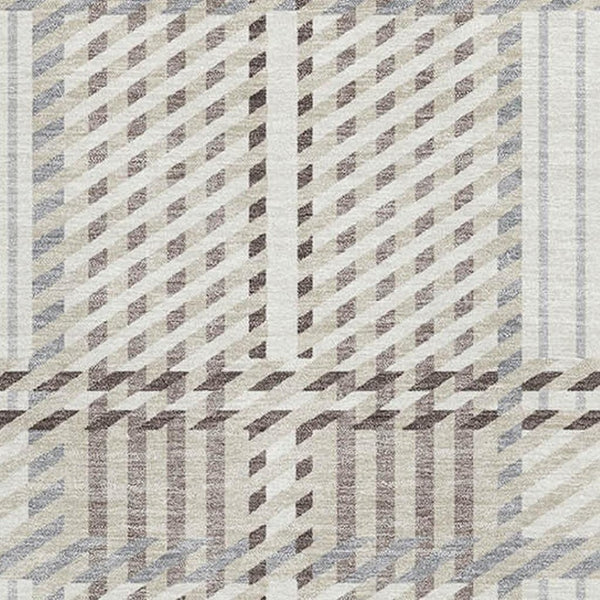 HomeRoots 8' X 10' Ivory Taupe Gray Plaid Washable Area Rug - Durable, Stylish, Perfect for High-Traffic Homes 678728