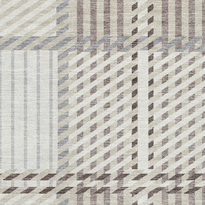 HomeRoots 10' X 14' Ivory Taupe & Gray Plaid Washable Area Rug - Durable, Stain Resistant, UV Protected Design! 678730
