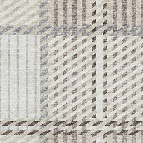 HomeRoots 10' X 14' Ivory Taupe & Gray Plaid Washable Area Rug - Durable, Stain Resistant, UV Protected Design! 678730