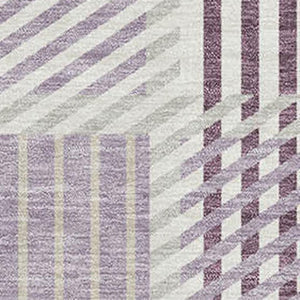 HomeRoots 5' X 8' Lavender Gray & Ivory Plaid Area Rug - Durable, Washable, Stain-Resistant, UV Protected Design 678732