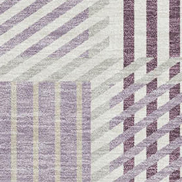 HomeRoots 5' X 8' Lavender Gray & Ivory Plaid Area Rug - Durable, Washable, Stain-Resistant, UV Protected Design 678732