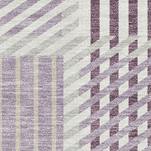 HomeRoots 8' X 10' Stylish Lavender Gray & Ivory Plaid Washable Area Rug with UV Protection for Home Decor 678734