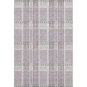HomeRoots 9' X 12' Elegant Lavender Gray & Ivory Plaid Washable Area Rug with UV Protection for Busy Homes 678735