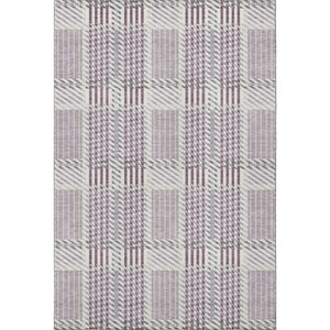 HomeRoots 10' X 14' Lavender Gray & Ivory Plaid Area Rug - Washable, UV-Protected, Stylish & Durable Design 678736