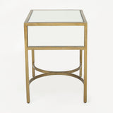 Christopher Knight Home® - Noble House - Siryen Modern Mirror Finished Side Table with Gold Iron Accents