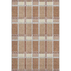 HomeRoots 5' X 8' Rust Beige Gray Plaid Washable Area Rug - Durable, Stain-Resistant, UV Protected for Homes 678744