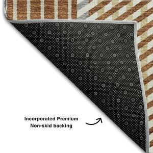 HomeRoots 5' X 8' Rust Beige Gray Plaid Washable Area Rug - Durable, Stain-Resistant, UV Protected for Homes 678744