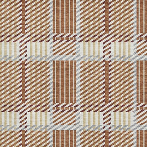 HomeRoots 5' X 8' Rust Beige Gray Plaid Washable Area Rug - Durable, Stain-Resistant, UV Protected for Homes 678744