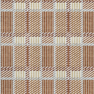 HomeRoots 5' X 8' Rust Beige Gray Plaid Washable Area Rug - Durable, Stain-Resistant, UV Protected for Homes 678744