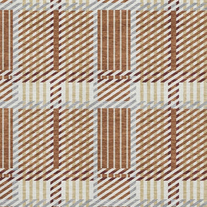 HomeRoots 8' X 10' Washable Plaid Area Rug in Rust, Beige & Gray - Durable, UV Protected for Busy Homes! 678746