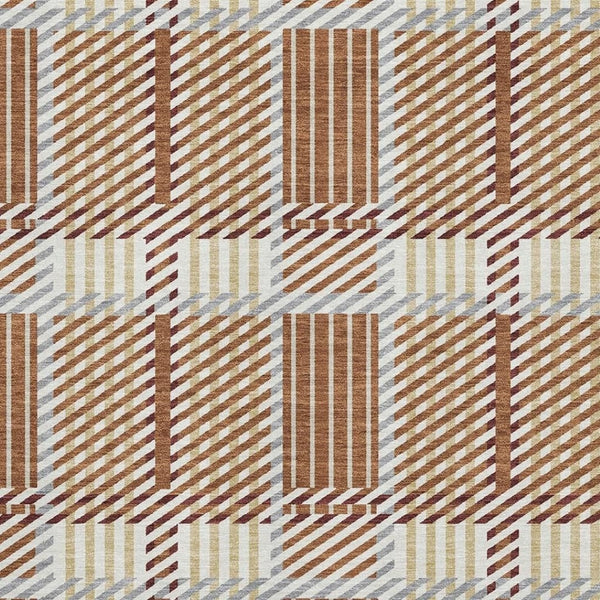 HomeRoots 8' X 10' Washable Plaid Area Rug in Rust, Beige & Gray - Durable, UV Protected for Busy Homes! 678746