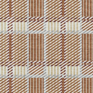 HomeRoots 10' X 14' Rust Beige and Gray Plaid Area Rug - Washable, UV Protected, Perfect for Family Spaces 678748