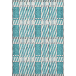 HomeRoots 8' X 10' Stylish Teal Gray Ivory Plaid Washable Area Rug - UV Resistant, Stain-Resistant Comfort! 678752