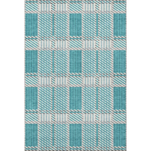 HomeRoots 8' X 10' Stylish Teal Gray Ivory Plaid Washable Area Rug - UV Resistant, Stain-Resistant Comfort! 678752