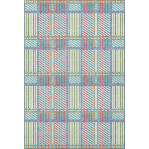 HomeRoots 5' X 8' Stylish White Teal Purple Plaid Area Rug – Washable, UV Protected, Perfect for Busy Spaces! 678756