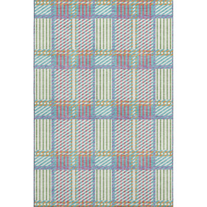 HomeRoots 8' X 10' Washable Plaid Area Rug in White, Teal & Purple with UV Protection for High-Traffic Spaces 678758