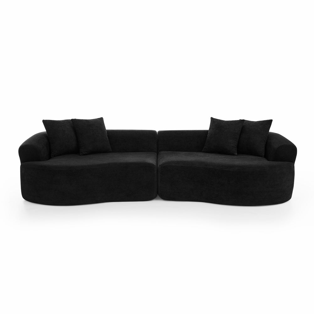 English Elm Modern Curved 4-Seater Sectional Sofa – Plush Chenille Comfort, Minimalist Design, No Assembly Needed W1413S00104