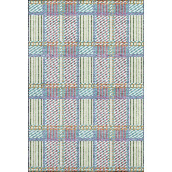 HomeRoots 10' X 14' Washable Plaid Area Rug in Teal & Purple - UV Protected for Stylish, Durable Living Spaces 678760