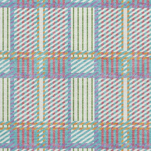 HomeRoots 10' X 14' Washable Plaid Area Rug in Teal & Purple - UV Protected for Stylish, Durable Living Spaces 678760