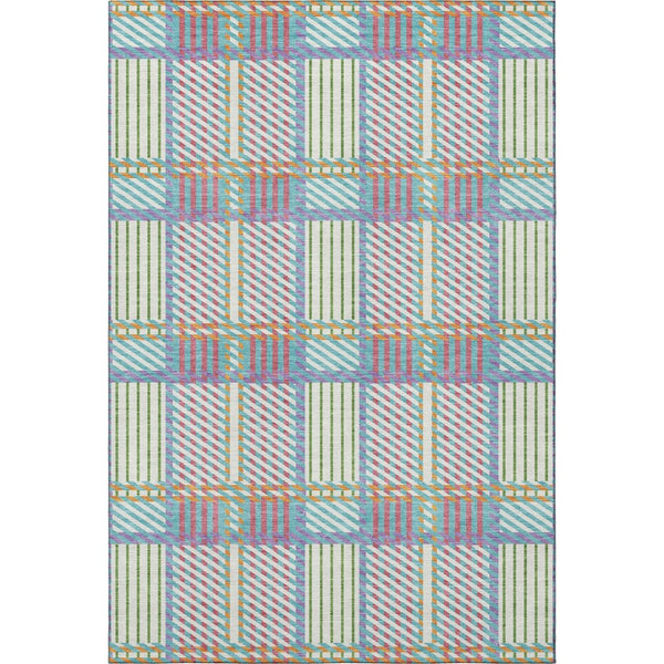 HomeRoots 10' X 14' Washable Plaid Area Rug in Teal & Purple - UV Protected for Stylish, Durable Living Spaces 678760