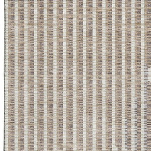 HomeRoots 5' X 8' Beige and Taupe Geometric Area Rug - Washable, UV-Protected, Stylish for Modern Homes 678762