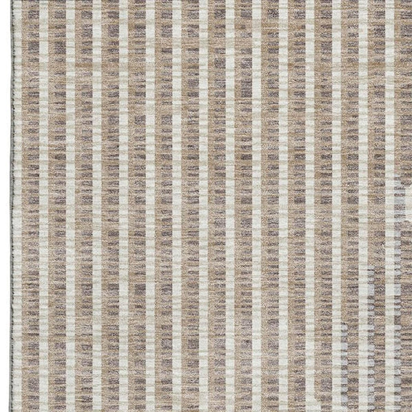 HomeRoots 5' X 8' Beige and Taupe Geometric Area Rug - Washable, UV-Protected, Stylish for Modern Homes 678762