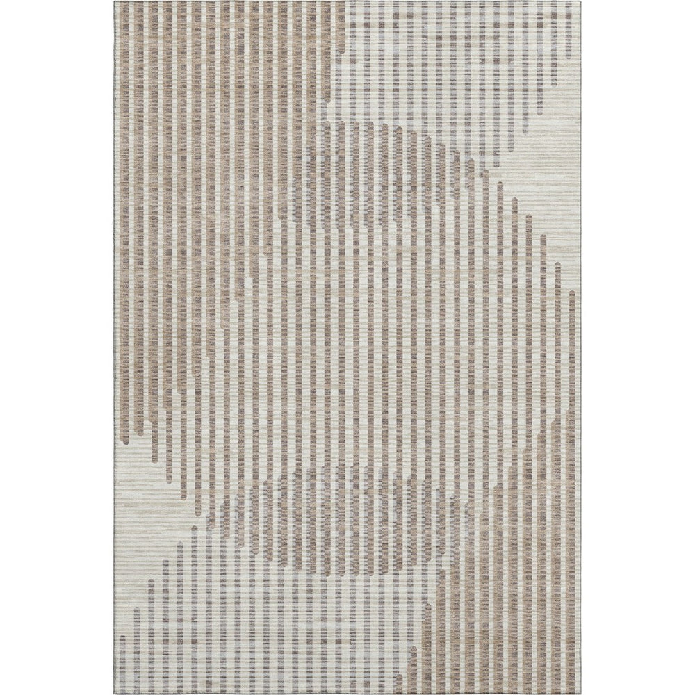 HomeRoots 10' X 14' Contemporary Beige & Taupe Geometric Area Rug – Washable, Stain Resistant, UV Protected 678766
