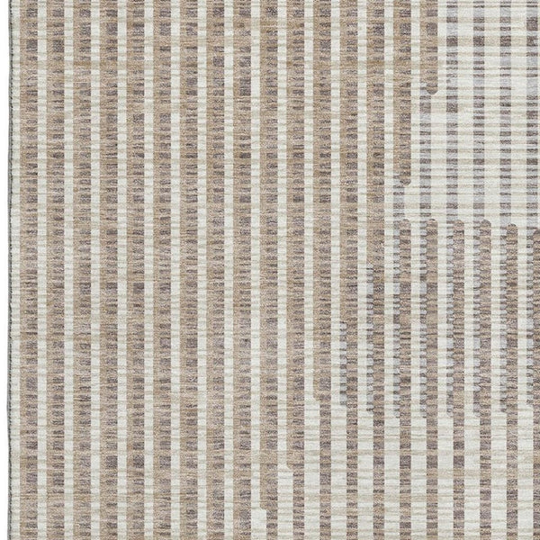 HomeRoots 10' X 14' Contemporary Beige & Taupe Geometric Area Rug – Washable, Stain Resistant, UV Protected 678766