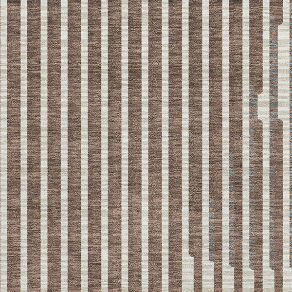 HomeRoots 5' X 8' Brown And Ivory Geometric Area Rug – Washable, UV-Protected, Perfect for Homes with Kids & Pets 678768