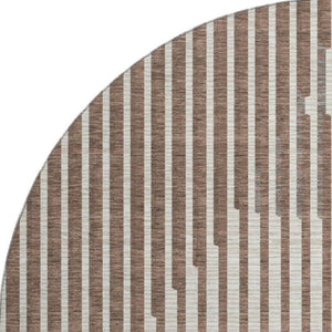 HomeRoots 8' Stylish Brown and Ivory Geometric Round Rug – Washable, UV Protected, Perfect for High-Traffic Areas 678769