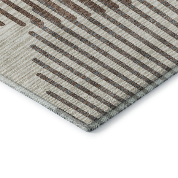 HomeRoots 8' X 10' Geometric Washable Area Rug in Brown & Ivory - UV Protected, Durable & Easy Care Design 678770