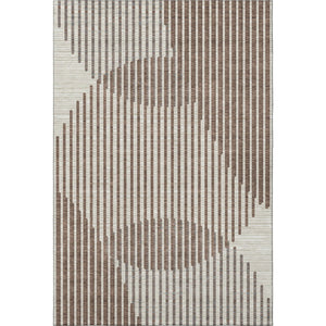 HomeRoots 9' X 12' Brown And Ivory Geometric Area Rug – Washable, UV Resistant, Durable for High Traffic Spaces 678771