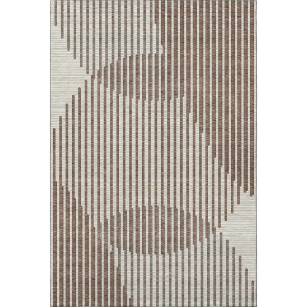 HomeRoots 9' X 12' Brown And Ivory Geometric Area Rug – Washable, UV Resistant, Durable for High Traffic Spaces 678771