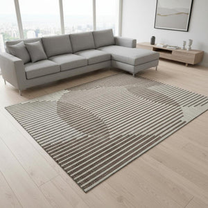 HomeRoots 10' X 14' Brown And Ivory Geometric Area Rug - Washable, UV-Protected, Stain-Resistant & Stylish! 678772