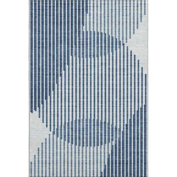 HomeRoots 5' X 8' Blue And Ivory Geometric Area Rug - Durable, Washable, UV-Protected for Indoor & Outdoor Use 678774