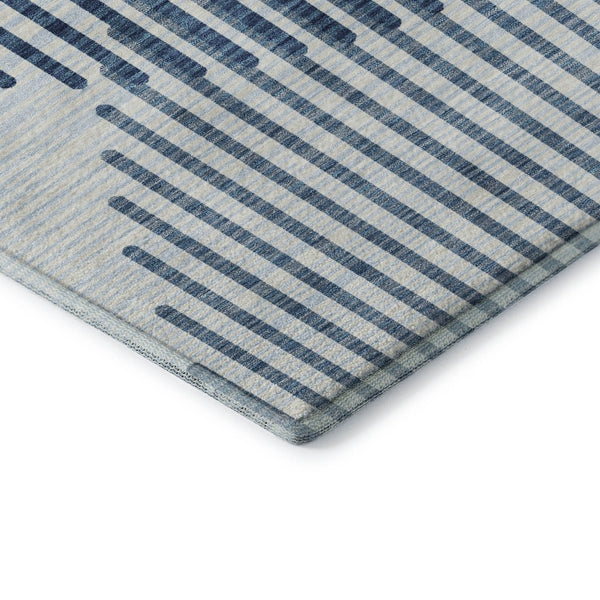 HomeRoots 8' X 10' Stylish Blue & Ivory Geometric Area Rug - Washable, UV Protected, Stain-Resistant Design! 678776