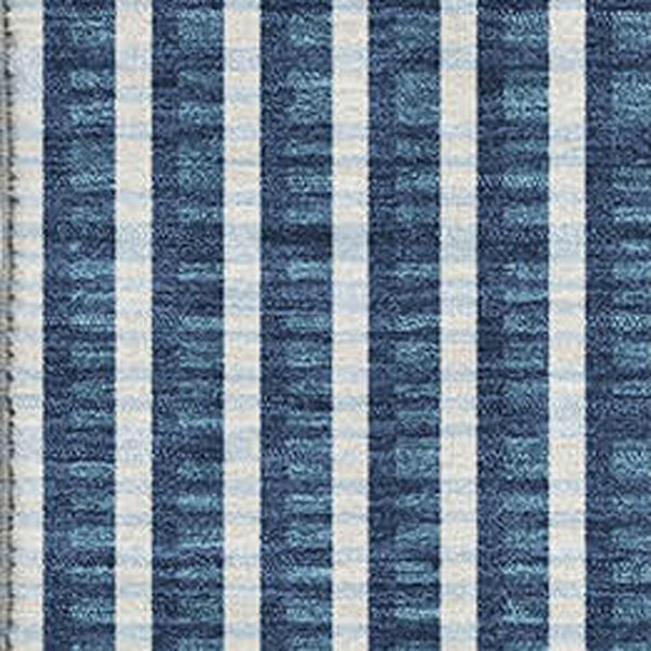 HomeRoots 9' X 12' Blue & Ivory Geometric Area Rug - Washable, UV Protected, Stain-Resistant for Family Homes 678777
