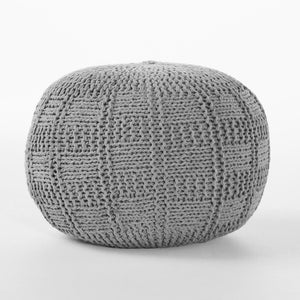English Elm Yuny Chunky Knit Cotton Round Pouf Footrest for Living Room Bedroom Reading Nook 60493.00GRY